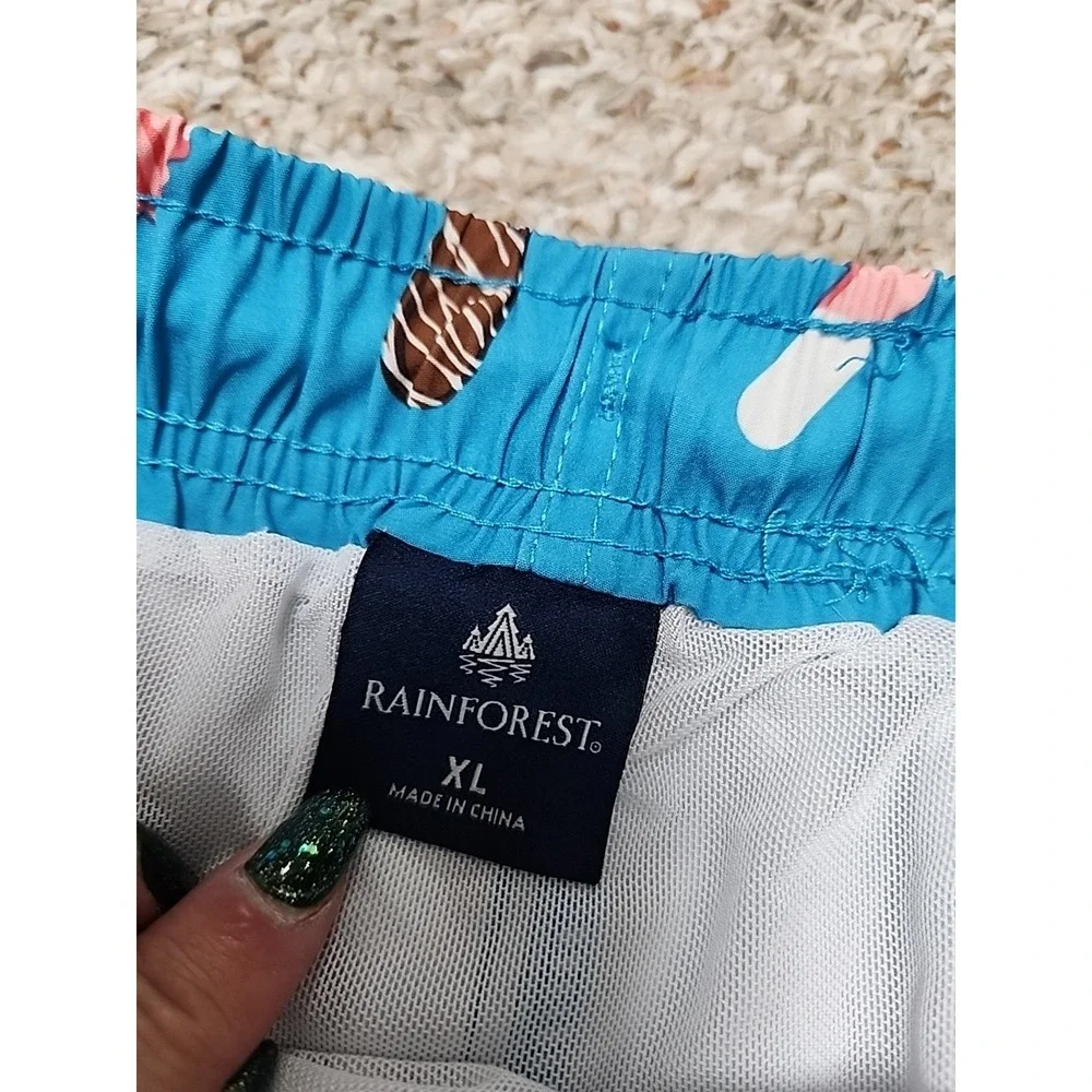 Men's Swim Trunks Ice Cream Popsicle Print Brief‎ Lined Trunks Size XL